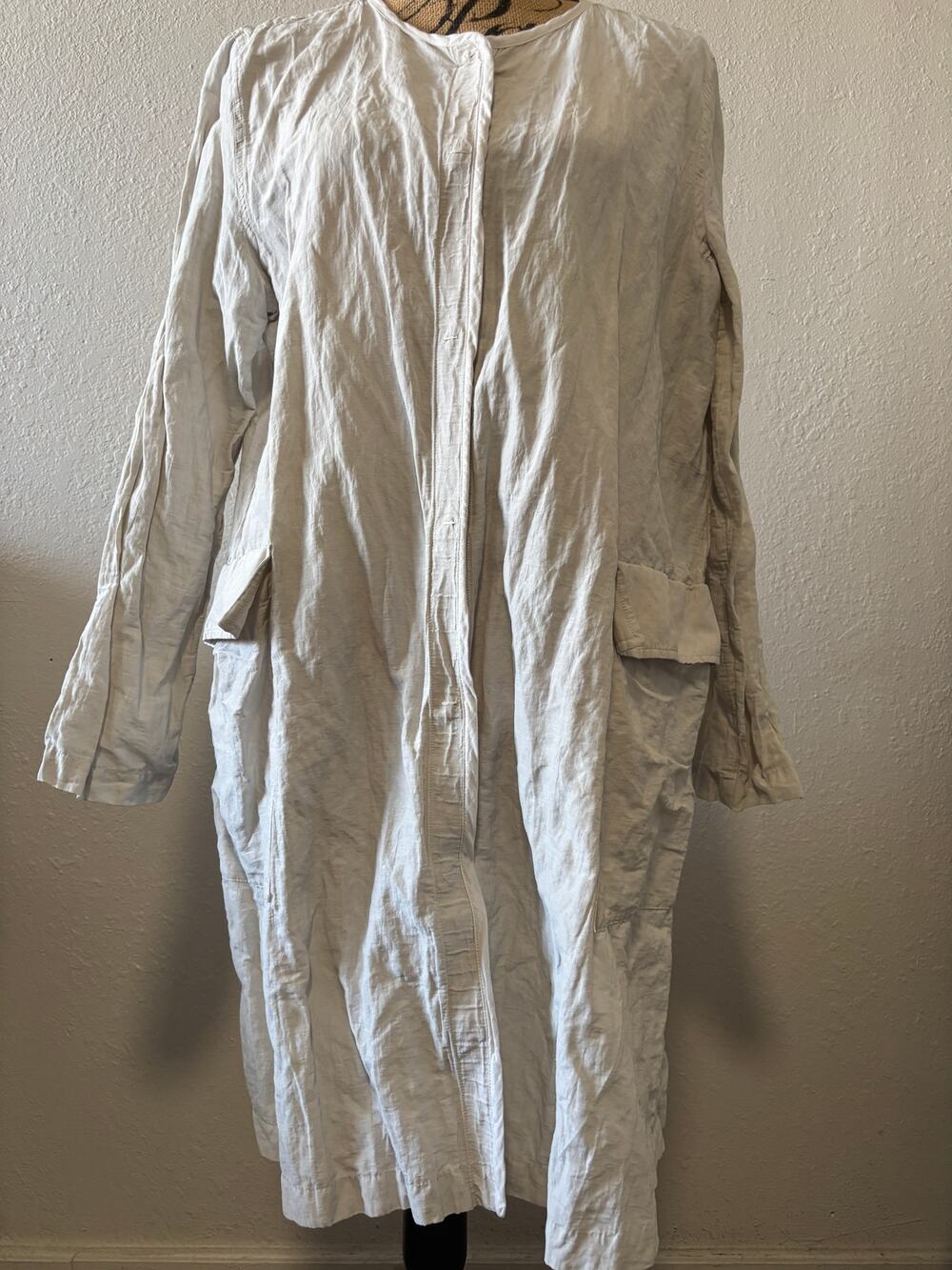 Eileen Fisher Jacket Duster Organic Cotton Nylon Blend Women’s Size M Beige
